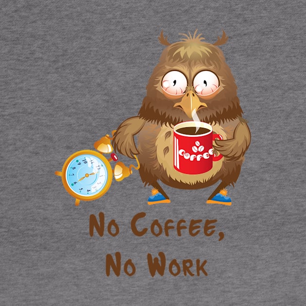 No Coffee, No Work, cute owl by Stell_a